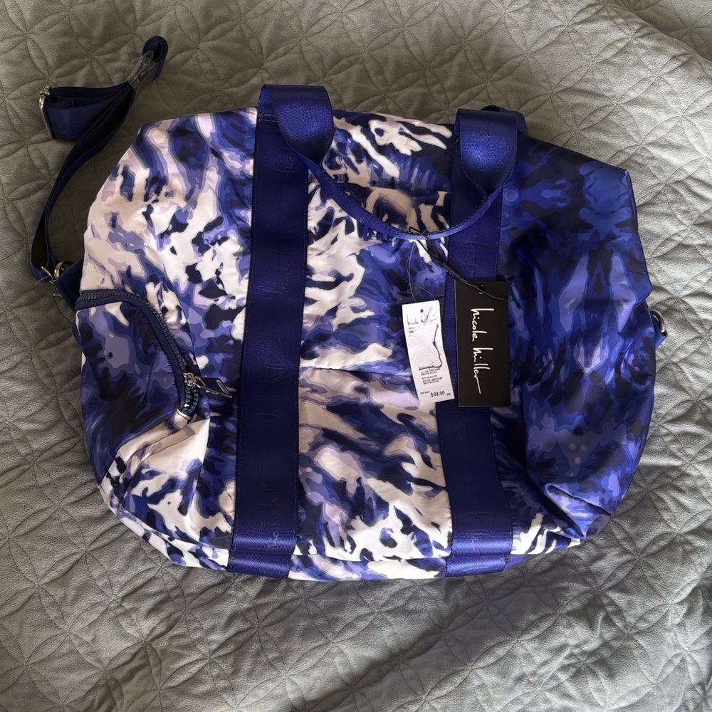 Nicole Miller Brand Blue Marble Weekender Bag